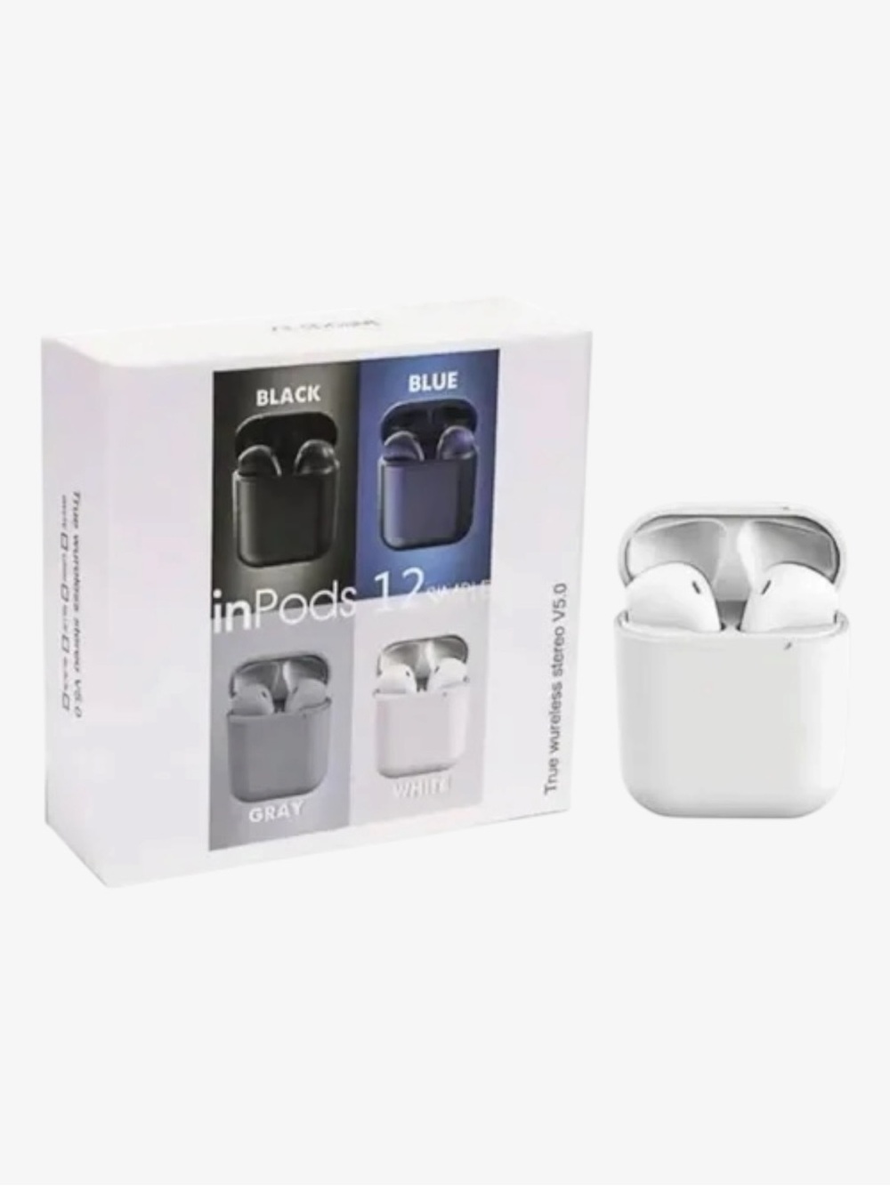 InPods 12  Matt Blue Wireless Bluetooth Stereo 5.0 Earbuds & Charging Case